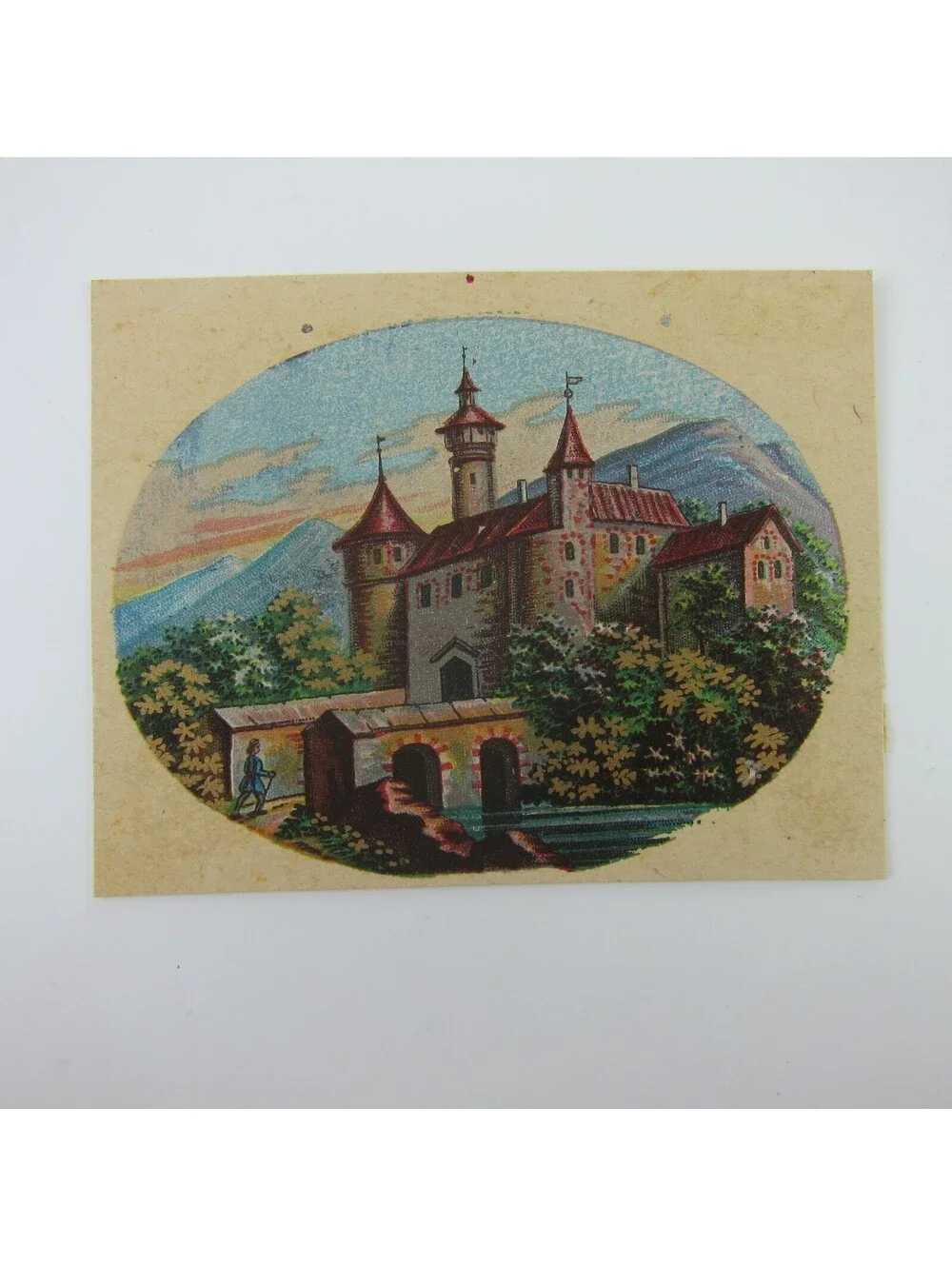 Antique Lithograph Print Samples Lot of 4 Castles Towns Villages Landscapes RARE